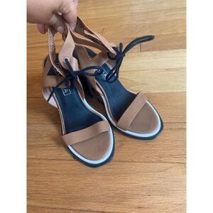 Sol Sana black/tan/white block heel ankle tie shoes size 37